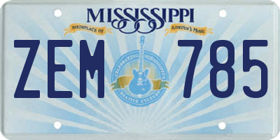 MS license plate ZEM785