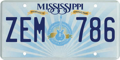 MS license plate ZEM786