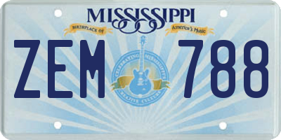 MS license plate ZEM788