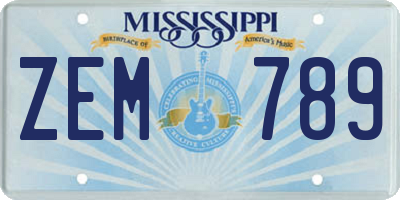 MS license plate ZEM789