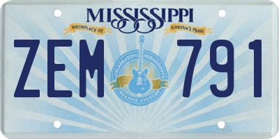 MS license plate ZEM791