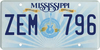 MS license plate ZEM796