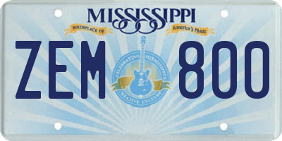 MS license plate ZEM800