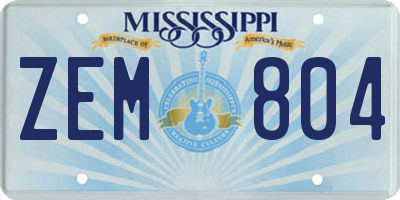 MS license plate ZEM804