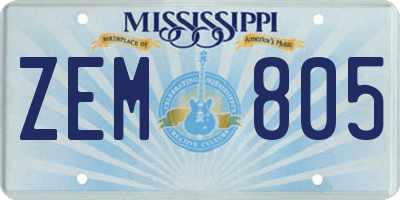 MS license plate ZEM805