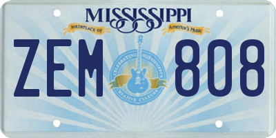 MS license plate ZEM808