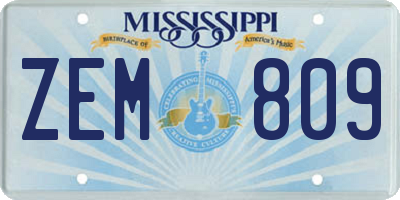 MS license plate ZEM809