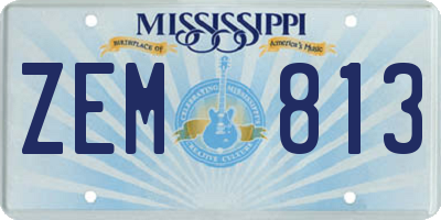 MS license plate ZEM813