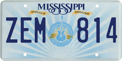 MS license plate ZEM814