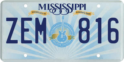 MS license plate ZEM816