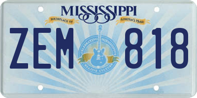 MS license plate ZEM818