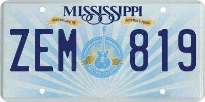 MS license plate ZEM819