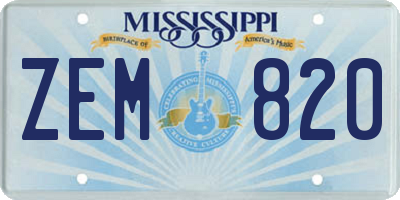 MS license plate ZEM820