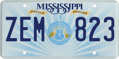 MS license plate ZEM823