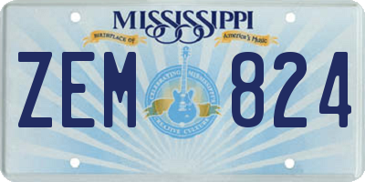 MS license plate ZEM824