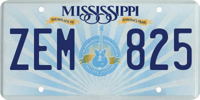 MS license plate ZEM825