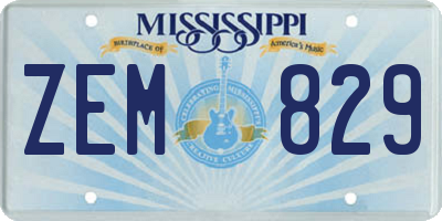MS license plate ZEM829