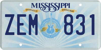 MS license plate ZEM831