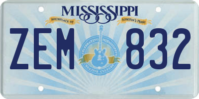 MS license plate ZEM832