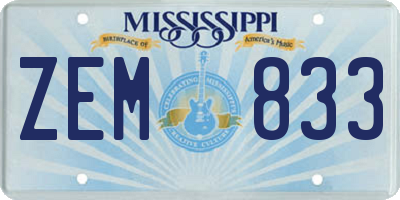 MS license plate ZEM833