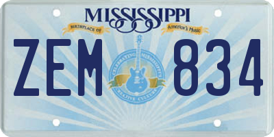 MS license plate ZEM834