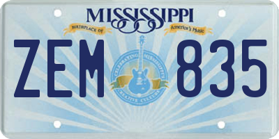 MS license plate ZEM835