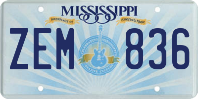 MS license plate ZEM836