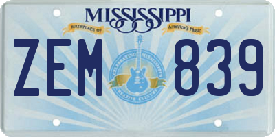 MS license plate ZEM839