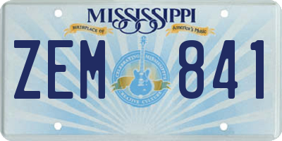 MS license plate ZEM841