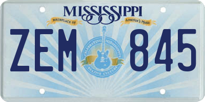 MS license plate ZEM845