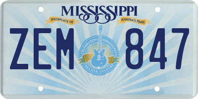 MS license plate ZEM847