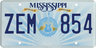 MS license plate ZEM854