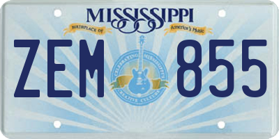 MS license plate ZEM855