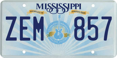 MS license plate ZEM857