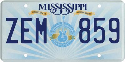 MS license plate ZEM859