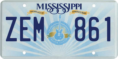 MS license plate ZEM861