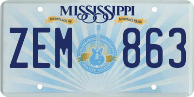 MS license plate ZEM863