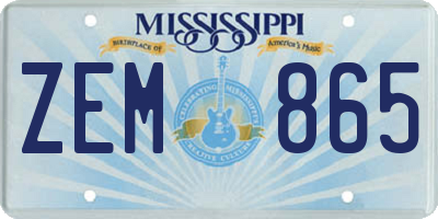 MS license plate ZEM865