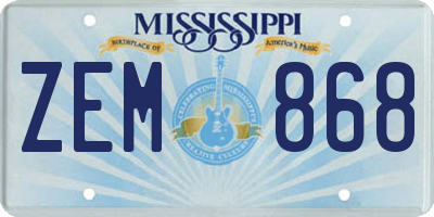 MS license plate ZEM868