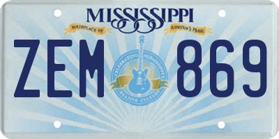 MS license plate ZEM869