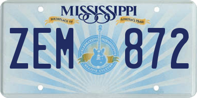 MS license plate ZEM872