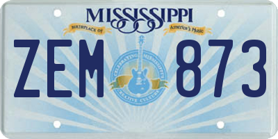 MS license plate ZEM873