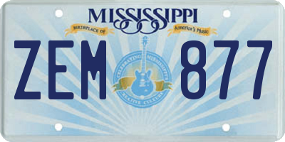 MS license plate ZEM877