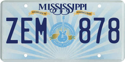 MS license plate ZEM878
