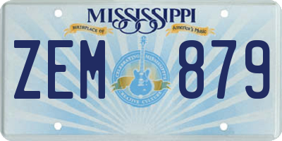 MS license plate ZEM879