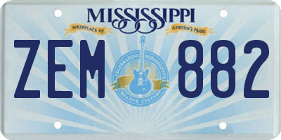 MS license plate ZEM882