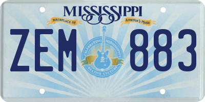 MS license plate ZEM883