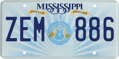 MS license plate ZEM886