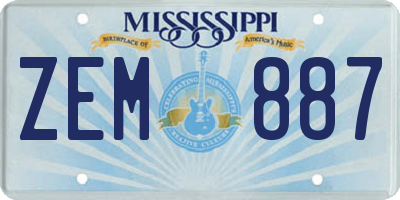 MS license plate ZEM887