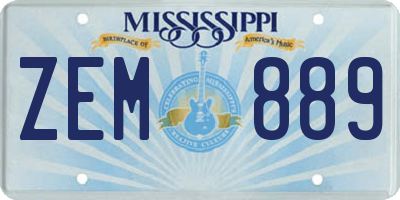 MS license plate ZEM889